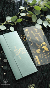 Invitation de <span class=keywords><strong>mariage</strong></span> à destination de <span class=keywords><strong>carte</strong></span> <span class=keywords><strong>d</strong></span>'<span class=keywords><strong>embarquement</strong></span> en feuille <span class=keywords><strong>d</strong></span>'or argentée violette Invitation en acrylique personnalisée pressée Invitation de billet unique - Product Image 3