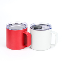 Mug à café premium de 14 oz avec poignée, tasse en acier inoxydable isolée sous vide, garde les boissons chaudes ou froides, anti-fuite, sans BPA, idéal pour les voyages