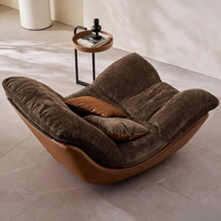 Fauteuil lounge en chenille courbé design, canapé individuel ergonomique, chaise longue moderne pour salon