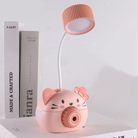 Lampe de bureau LED à piles avec support pour stylo et téléphone, veilleuse pour enfants, 50 plastique moderne ABS 70 plastique lampe de poche pour enfants DC 6V