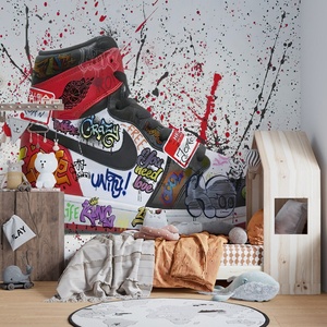 <span class=keywords><strong>Papier</strong></span> <span class=keywords><strong>peint</strong></span> 3D autocollant pour la décoration intérieure, motif de baskets de basket-ball graffiti - Product Image 5