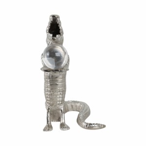Statuetta di coccodrillo in metallo e vetro, ornamento per la casa, bagno, ufficio, soggiorno, scultura costiera - Product Image 1