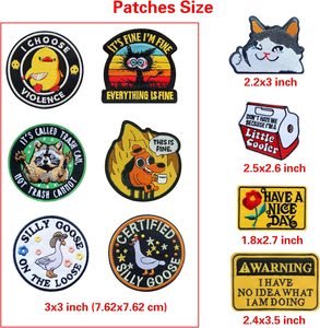 Patchs brodés personnalisés en gros avec slogan moral amusant d'animaux de dessin animé, à fixation auto-agrippante pour casquettes, sacs et sacs à dos - Product Image 2