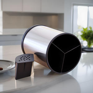 Estante multifuncional de acero inoxidable para cocina al por mayor, tubo de almacenamiento giratorio de 360 grados para cuchillos y cubiertos en Stock - Product Image 3