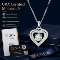 Nouveau collier pendentif cœur en moissanite taille brillant ronde 6,5 mm 1 carat en argent sterling 925 pour femme, bijoux certifiés GRA
