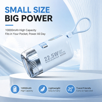 Mini chargeur de poche 5000mAh 22.5W PD à charge rapide, prise Type-C rétractable intégrée, alimentation portable avec support, LOGO personnalisé