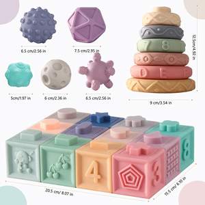 Jouets <span class=keywords><strong>Montessori</strong></span> 3 en 1 pour bébés, blocs de construction empilables pour tout-petits 1-3, anneaux de <span class=keywords><strong>dentition</strong></span> doux pour bébé, jouet balle sensorielle pour bébé - Product Image 3