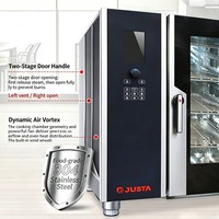JUSTA 6-Fach LCD Kombi-Backofen mit Eingebautem Boiler für Bäckerei Restaurant Küche