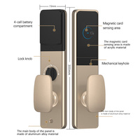 Venta al por mayor de cerraduras inteligentes de aleación de aluminio para hoteles, sistema de software de gestión de cerraduras electrónicas RFID, llave T57, puerta de madera para habitación