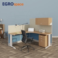 Paravent de séparation de bureau EGROspace Project Cases, cloison en bois, poste de travail en forme de L pour 2 personnes, bureau modulaire, cubicle