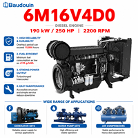 Motor Diésel Turboalimentado Original Baudouin 6M16V4D0 de 190 kW, 258 HP, 6 Cilindros, para Bomba de Agua Industrial, con Variador de Velocidad