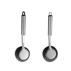 Zenidoo Eco-Friendly Kitchen Gadget Long-Handle Dishwashing Cleaning <b>Brush</b> with Steel Ball Made of Silicone PP Customized Color - Product Image 1