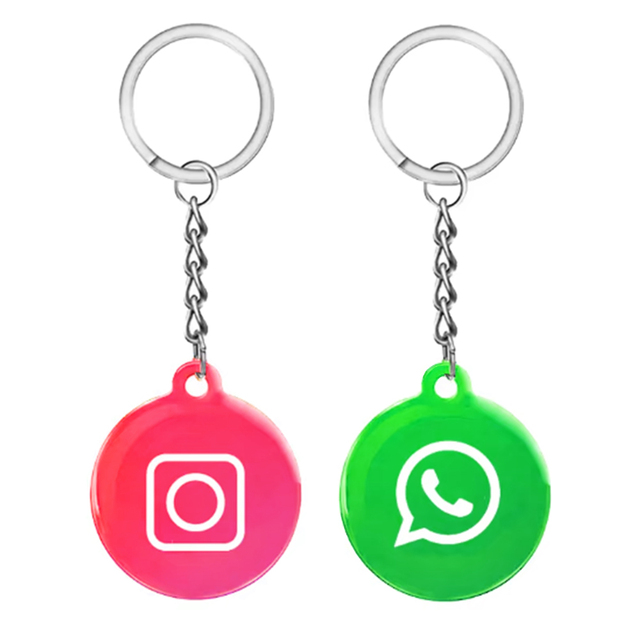 Wholesale Custom Programmable Digital Social Media 213 216 Lost Found PVC Epoxy Round RFID Epoxy Smart NFC Tap Tag Keychain