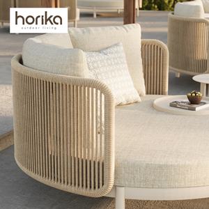 سرير شمس فاخر من هوريكا بتصميم بيضاوي، مصنوع من حبال منسوجة وإطار من الألومنيوم، أثاث حمام السباحة العصري، سرير استلقاء للتشمس - Product Image 4