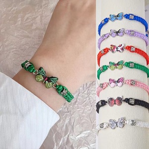 <b>Boho</b> Kids Girls Gifts Wholesale 7Pcs Card Pack Enamel Butterfly Charm Braided Rope <b>Bracelet</b> - Product Image 2