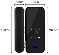 Serrure de porte en verre intelligente WiFi Tuya E186 avec déverrouillage à empreinte digitale, mot de passe, carte, application et télécommande, corps en alliage d'aluminium, OEM ODM