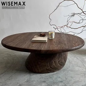 WISEMAX FURNITURE日本のミニマリストコーヒーテーブルラウンド無垢材テーブルトップ装飾ソファサイドティーセンターテーブルリビングルーム