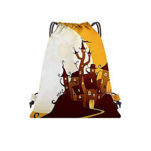 Mochila con cordón de nailon de moda promocional de fábrica con patrón de logotipo personalizado, mochilas con cordón plegables impermeables - Product Image 2