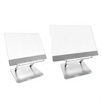 Support de lecture portable en métal et verre réglable et rotatif pour ordinateur portable et téléphone HUACHI