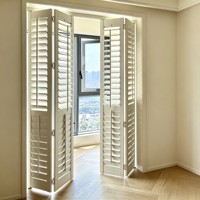 Cloison de séparation pliable en bois massif à persiennes réglables, finition naturelle, pour chambre, salon, patio