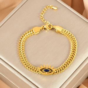 CAIOOCHE Bracelets Rétro Œil du Diable en Acier Inoxydable et Zircon, Bracelets Tennis Vintage Plaqué Or Tendance pour la Fabrication de Bijoux - Product Image 5