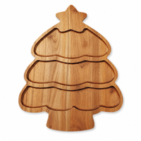 Plateau de service en bois d'acacia naturel, motif animaux de dessin animé, avec compartiments pour fruits et noix, idéal pour les enfants, cadeau de Noël, vente en gros