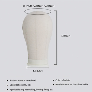 Cabeza de Maniquí de Lona y Corcho de 21" 22" 23" 24" para Exhibición de Pelucas - Product Image 3