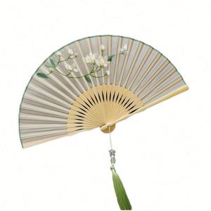 Precio Directo de Fábrica Abanico Plegable de Bambú con Bordado SU, Arte Folclórico Chino para Decoración Tradicional del Hogar, Ideal para Combinar con Oipao - Product Image 1