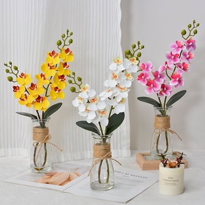 LE-225 Prix <span class=keywords><strong>d</strong></span>'usine, orchidée artificielle réaliste en forme <span class=keywords><strong>de</strong></span> Phalaenopsis dans un vase en verre avec <span class=keywords><strong>eau</strong></span> artificielle pour accessoires <span class=keywords><strong>de</strong></span> photographie - Product Image 4