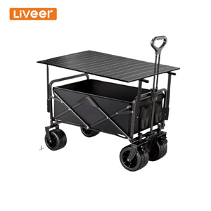 Chariot de camping pliable Liveer avec table réglable, design robuste et imperméable, capacité de charge de 440 lb, cadre <span class=keywords><strong>en</strong></span> acier au carbone - Product Image 1