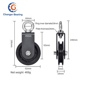 OD 70Mm 88Mm 90Mm 92Mm Có Thể Tháo Rời Kéo Bánh Xe Im Lặng Nylon Phòng Tập Thể Dục Cáp Ròng Rọc Với Treo Dây Đeo Khóa - Product Image 6