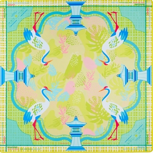 Alas Veranda Mewah Warna Hijau Lembut dan Biru Segar 33x33" Permukaan Halus Alas Mahjong Veranda Amerika Bahan Neoprena untuk Permainan Mahjong yang Elegan - Product Image 2