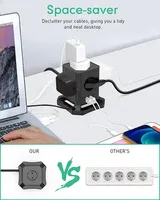 Soket meja ekstensi standar EU, Strip daya pelindung lonjakan listrik 5 Outlet 3 Port USB