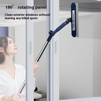 Nettoyeur de vitres écologique pour maison à plusieurs étages avec poignée en plastique et raclette en caoutchouc double face pour le nettoyage des fenêtres