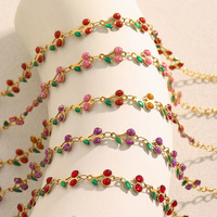 Songfu Custom 18K verguld roestvrijstalen armband met kersen emaille, zoete mode armband voor dames