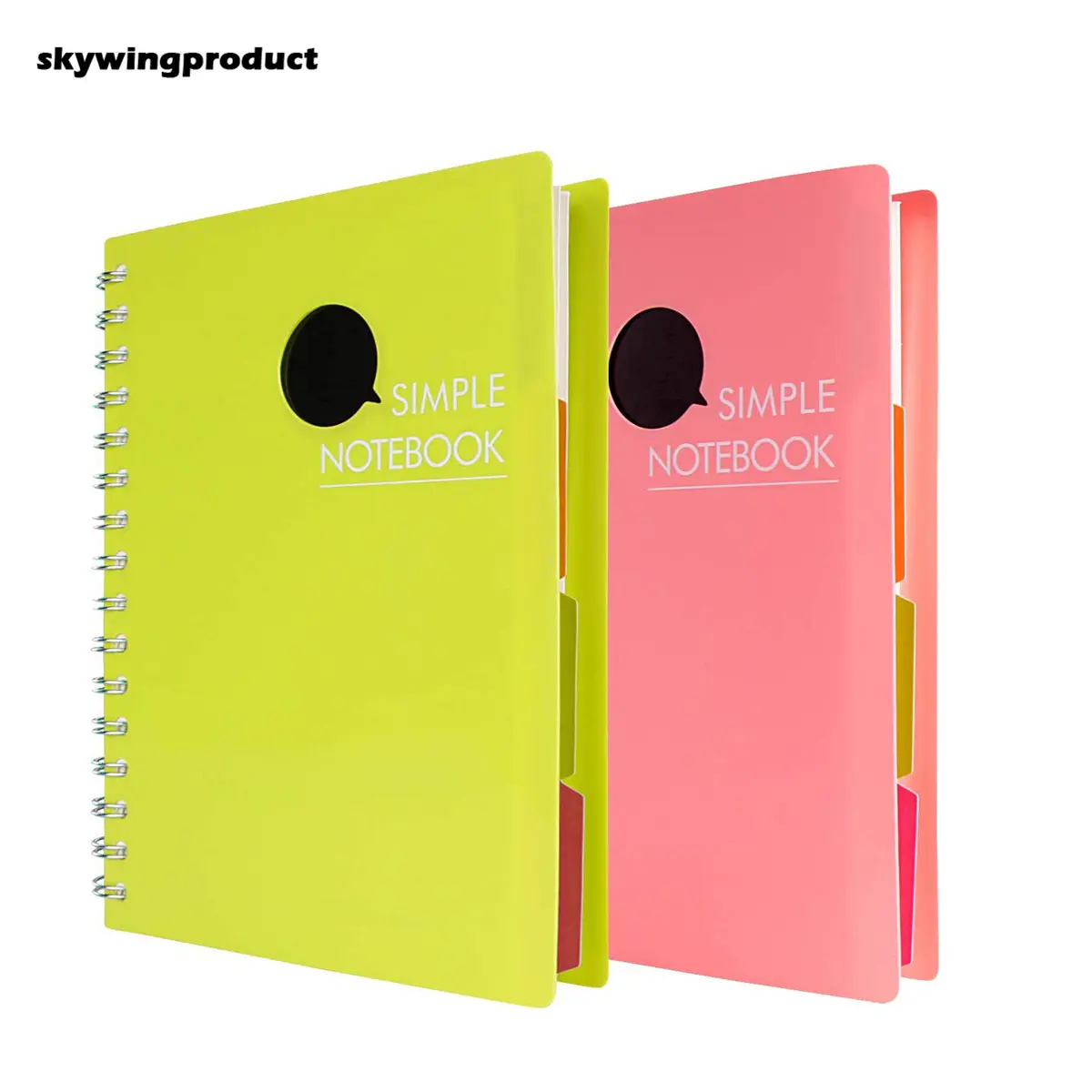 Skywing produit 2 Pack (Rose Vert) 4 Sujet A5 PP Cahier Relié Cahiers À Spirale Avec Chaque 240 Pages