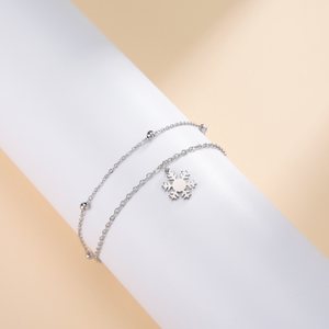 Gold Plated & Silver Stainless Steel Hollow Snowflake Charm Double-Layer Chain Bracelet | Festive Christmas Jewelry Gift - Product Image 6
