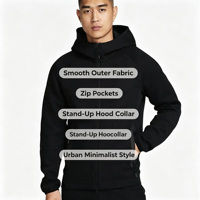 Veste à capuche unisexe zippée en mélange Spandex/Coton, séchage rapide, écologique, décontractée, confortable, coupe ample, pour le quotidien