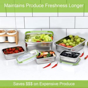Conteneur alimentaire de cuisine en acier inoxydable 304 poli mat, étanche, 350-1800 ml, design détachable, pour préparation de repas, vente en gros - Product Image 5