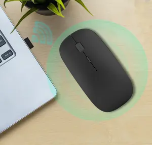 2022 New Ultra Thin Customizable Logo Wireless Mouse 2.4ghz Wireless Optical Rechargeable Mouse Wireless Flat Panel Mouse LED