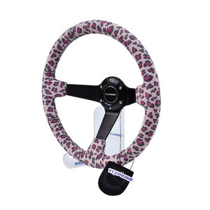 TIYPEOR <span class=keywords><strong>Volant</strong></span> de voiture modifié sport en daim imprimé léopard rose personnalisé - Product Image 2
