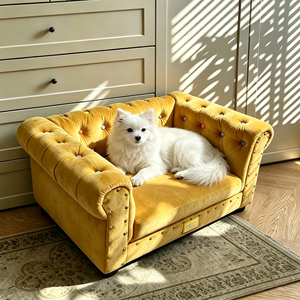 Bulk Luxury Tufted <b>Pet</b> <b>Sofa</b> Custom Logo Solid Wood Frame Elevated Washable Dog Bed Premium Indoor <b>Pet</b> Bed For Cats Puppies - Product Image 1
