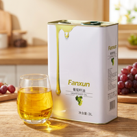 Boîte en fer blanc carrée de 3 L personnalisée pour huile de pépins de raisin, emballage alimentaire en métal avec poignée