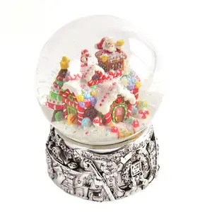 שרף מלאכות 120 מ "מ זכוכית חג המולד עם פתיתי שלג מסתובב, אורות ופונקציית מוסיקה