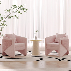 Sofá de espera de área pública de hotel y salón de terciopelo moderno de lujo ligero y combinación de silla de recepción - Product Image 4