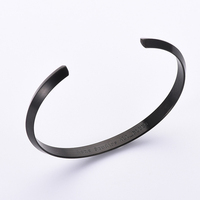Bracelet jonc noir mat à bordure en V, bracelet ouvert pour homme, bijoux minimalistes et tendance