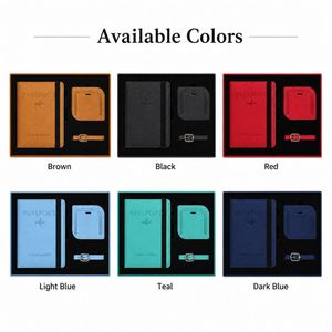 Logo Pu Leather Passport Cover Strap Luggage Tag Set Custom Embossed <b>Travel</b> <b>Document</b> <b>Holder</b> Gift Box Bag Promotional - Product Image 2