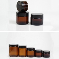 Nouveau produit : Pot en verre ambré pour crème cosmétique avec couvercle noir, disponible en 5g, 10g, 15g, 20g, 30g, 50g, 60g, 100g, 150g, 250g