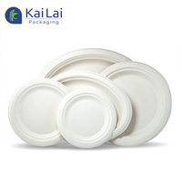 Assiettes biodégradables en acier inoxydable Sugarcane, lot de 100, peut contenir des aliments, ustensiles de table, assiettes