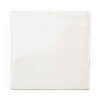 Carrelage en céramique blanc du Maroc 10x10 cm 8mm brillant texture unie bords irréguliers pour murs intérieurs de salle de bain